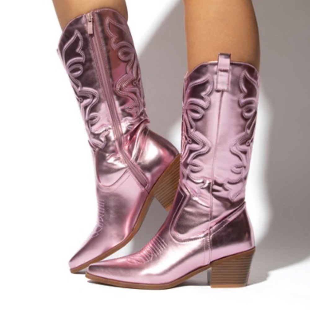 SINALOA Mata shows metallic pink, Mid Calf Western Boot